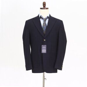 Bespoke 42R Navy Solid 2-Button Sport Coat Blazer Jacket O181
